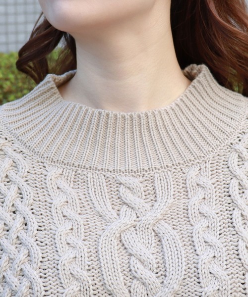 PairPair（ペアペア）の「ハイネックバックリボンケーブルニット（ニット/セーター・レディース・ベージュ/ピンク/モカ・FREE）」の12枚目の写真