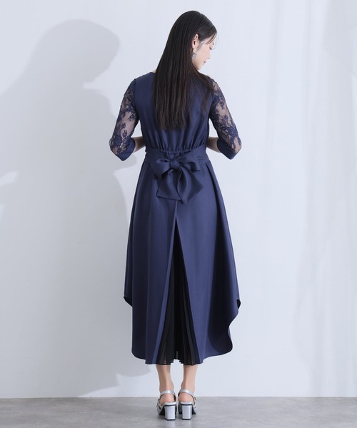 PourVous（プールヴー）の「パーティードレス ワンピースミモレ丈と七分袖ハイウエスト大きいサイズフォーマルオケージョンドレス結婚式お呼ばれ 二次会 成人式 同窓会 謝恩会 20代 30代（ドレス・レディース・ネイビー/カーキ/テラコッタ/グレイッシュブルー/スモークピンク・M/L/S/XL/4L/XXL）」の16枚目の写真