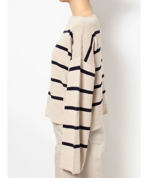 Ungrid（アングリッド）の「ルーズショートボーダーニット（ニット/セーター・レディース・オフホワイト/ネイビー・FREE）」の3枚目の写真