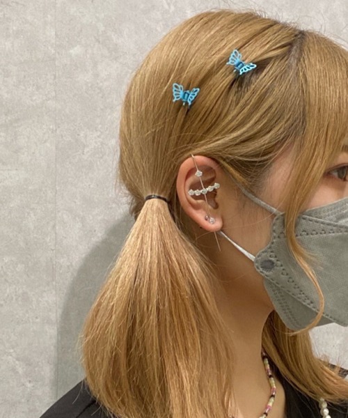 Me%（ミィパーセント）の「☆2点SET☆チョウチョウ2Pチビクリップ（その他ヘアアクセサリー・レディース・ライトイエロー/ライトグレー/サックスブルー/ベージュ・FREE）」の4枚目の写真