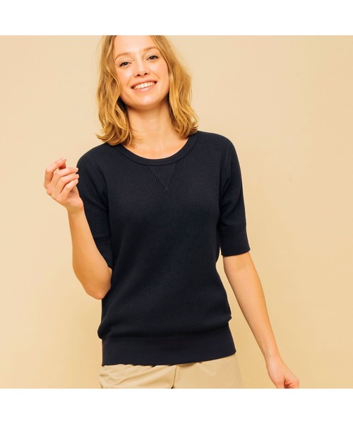 AIGLE(エーグル)の「吸水速乾 ルミラソル ワッフルTシャツ(Tシャツ/カットソー・レディース・エメラルド/ダークネイビー/オフホワイト・S/M/L)」の3枚目の写真