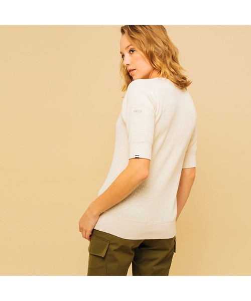 AIGLE(エーグル)の「吸水速乾 ルミラソル ワッフルTシャツ(Tシャツ/カットソー・レディース・エメラルド/ダークネイビー/オフホワイト・S/M/L)」の10枚目の写真