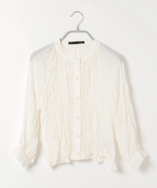 Heather(ヘザー)の「ワッシャーバンドカラーシャツ 887350(シャツ/ブラウス・レディース・ブラック/アイボリー/ピンク系その他・FREE)」の5枚目の写真