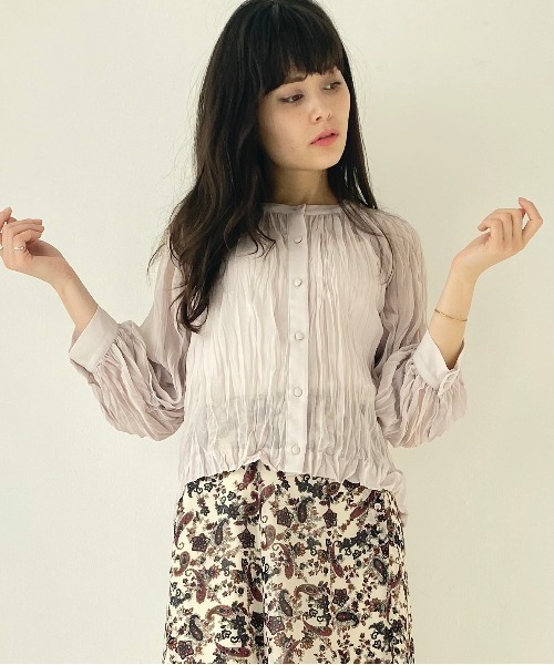 Heather(ヘザー)の「ワッシャーバンドカラーシャツ 887350(シャツ/ブラウス・レディース・ブラック/アイボリー/ピンク系その他・FREE)」の18枚目の写真