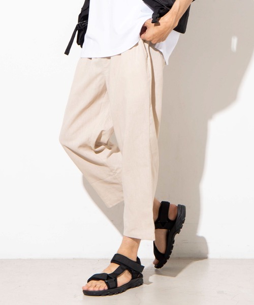 WEGO（ウィゴー）の「WEGO/リネンミックスクロップドパンツ（スラックス・メンズ・ベージュ/ダークグレー/ネイビー/ブラック・LARGE/MEDIUM）」の4枚目の写真