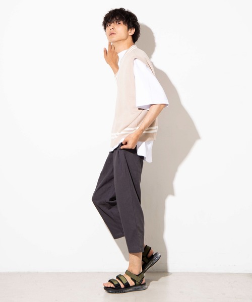 WEGO（ウィゴー）の「WEGO/リネンミックスクロップドパンツ（スラックス・メンズ・ベージュ/ダークグレー/ネイビー/ブラック・LARGE/MEDIUM）」の16枚目の写真