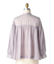 【美品】ドゥロワー⭐️定価57200円 Drawerコットンギャザーブラウス 38 Drawer ドゥロワー コットンシルクチェックギャザーブラウス 36