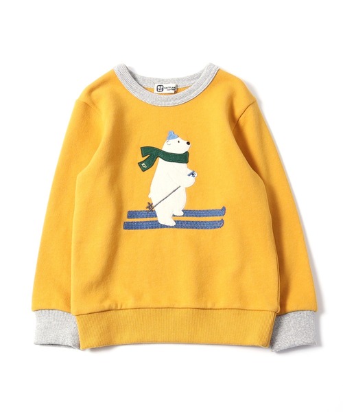 KP BOY（ケーピーボーイ）の「裏毛トレーナー（100-110ｃｍ）（スウェット・キッズ・杢グレー/イエロー・100cm/110cm）」の2枚目の写真