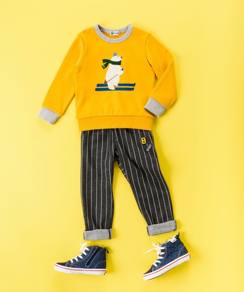 KP BOY（ケーピーボーイ）の「裏毛トレーナー（100-110ｃｍ）（スウェット・キッズ・杢グレー/イエロー・100cm/110cm）」の9枚目の写真