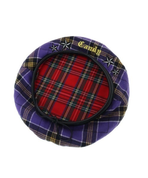 Candy Stripper(キャンディストリッパー)の「CANDY CHECK BERET(ハンチング/ベレー帽・レディース・ネイビー/パープル/ブラック・FREE)」の10枚目の写真