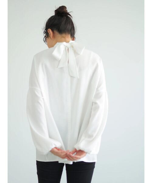 AMERICAN HOLIC（アメリカンホリック）の「バックリボン袖ギャザーブラウス（シャツ/ブラウス・レディース・ブラック/オフホワイト・FREE）」の10枚目の写真