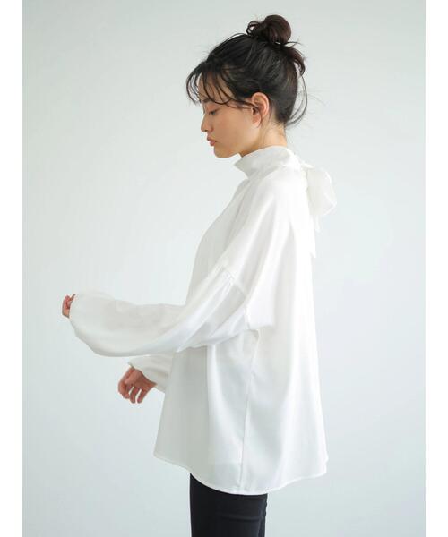 AMERICAN HOLIC（アメリカンホリック）の「バックリボン袖ギャザーブラウス（シャツ/ブラウス・レディース・ブラック/オフホワイト・FREE）」の12枚目の写真
