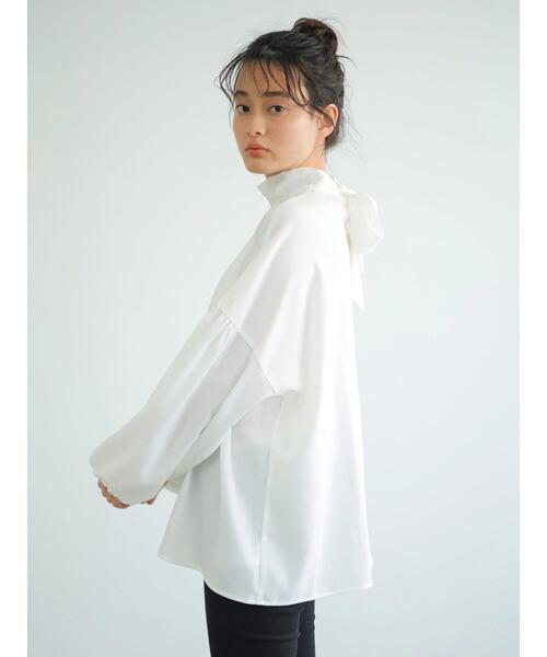 AMERICAN HOLIC（アメリカンホリック）の「バックリボン袖ギャザーブラウス（シャツ/ブラウス・レディース・ブラック/オフホワイト・FREE）」の13枚目の写真