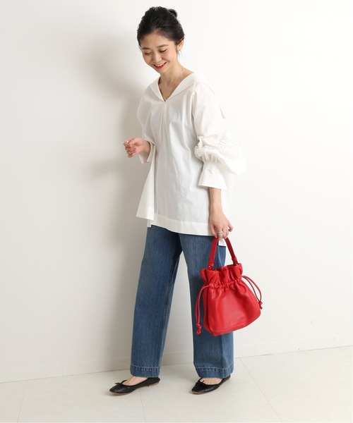 SLOBE IENA（スローブイエナ）の「【MARCO BIANCHINI/マルコ・ビアンキーニ 】巾着ハンドバッグ◆（ハンドバッグ・レディース・ベージュ/レッド・FREE）」の19枚目の写真