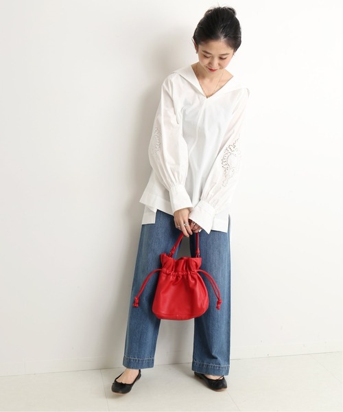 SLOBE IENA（スローブイエナ）の「【MARCO BIANCHINI/マルコ・ビアンキーニ 】巾着ハンドバッグ◆（ハンドバッグ・レディース・ベージュ/レッド・FREE）」の13枚目の写真