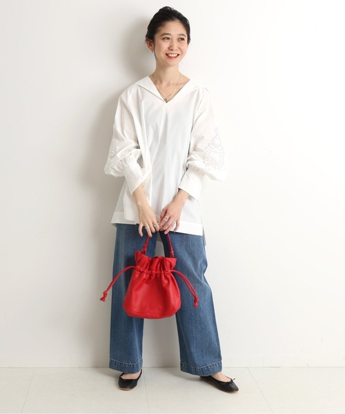 SLOBE IENA（スローブイエナ）の「【MARCO BIANCHINI/マルコ・ビアンキーニ 】巾着ハンドバッグ◆（ハンドバッグ・レディース・ベージュ/レッド・FREE）」の8枚目の写真