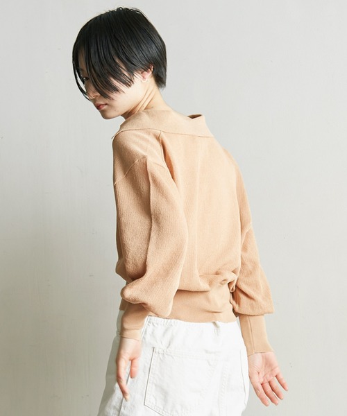 nitca(ニトカ)の「美濃和紙 スキッパープルオーバー(ニット/セーター・レディース・ベージュ/アイボリー/チャコールグレー・FREE)」の5枚目の写真