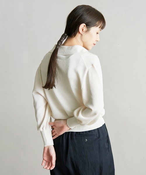 nitca(ニトカ)の「美濃和紙 スキッパープルオーバー(ニット/セーター・レディース・ベージュ/アイボリー/チャコールグレー・FREE)」の17枚目の写真