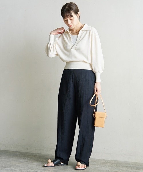 nitca(ニトカ)の「美濃和紙 スキッパープルオーバー(ニット/セーター・レディース・ベージュ/アイボリー/チャコールグレー・FREE)」の19枚目の写真