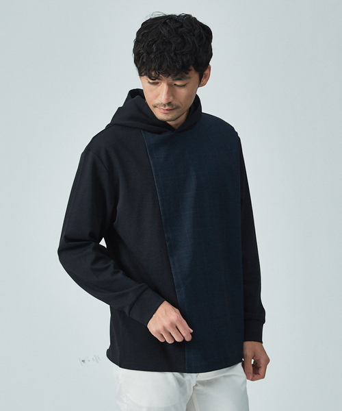 ABAHOUSE GRAY(アバハウスグレイ)の「【展開店舗限定/セットアップ対応】CASTELLO11 ポンチ切替 プルオーバー パーカー(パーカー・メンズ・グレー/ダークネイビー・46/48)」の2枚目の写真