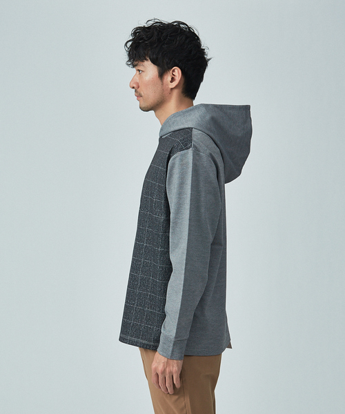 ABAHOUSE GRAY(アバハウスグレイ)の「【展開店舗限定/セットアップ対応】CASTELLO11 ポンチ切替 プルオーバー パーカー(パーカー・メンズ・グレー/ダークネイビー・46/48)」の4枚目の写真