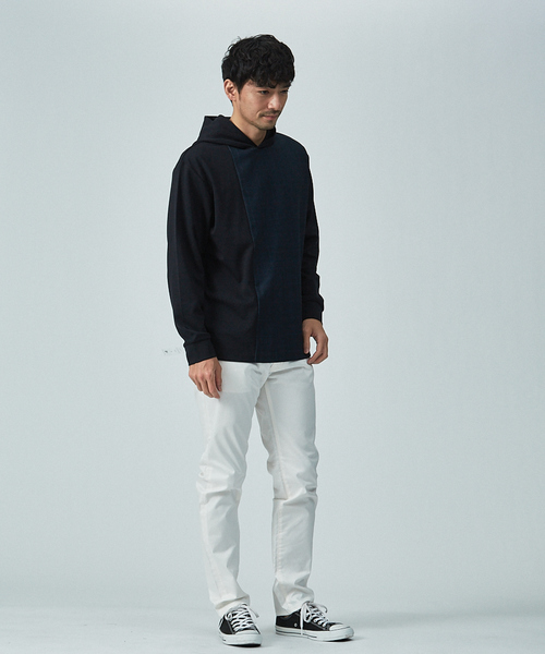 ABAHOUSE GRAY(アバハウスグレイ)の「【展開店舗限定/セットアップ対応】CASTELLO11 ポンチ切替 プルオーバー パーカー(パーカー・メンズ・グレー/ダークネイビー・46/48)」の12枚目の写真
