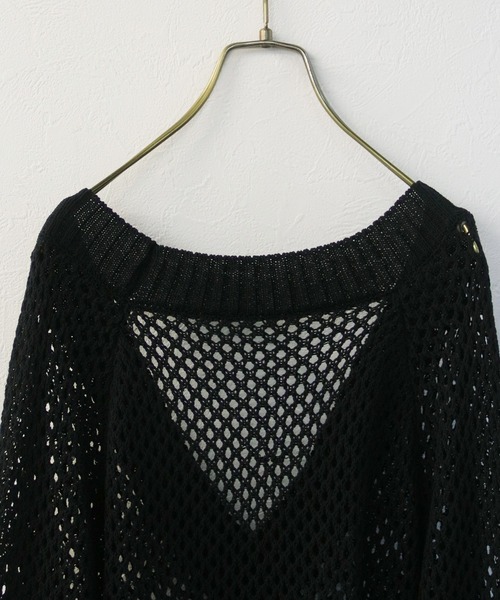 Avvenente（アベネンテ）の「【Avvenente】深Vメッシュニットプルオーバー（ニット/セーター・レディース・オフホワイト/ブラック・M）」の5枚目の写真