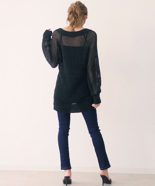 Avvenente（アベネンテ）の「【Avvenente】深Vメッシュニットプルオーバー（ニット/セーター・レディース・オフホワイト/ブラック・M）」の12枚目の写真