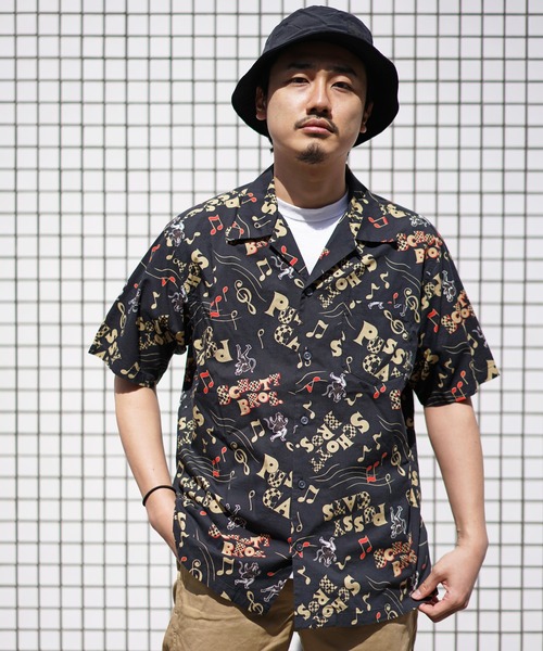schott（ショット）の「【Schott×Uncut Bound/ショット×アンカットバウンド】別注ハワイアンアロハシャツ PUSSY CATS（シャツ/ブラウス・メンズ・ホワイト/ブラック・SMALL/MEDIUM/LARGE/X-LARGE）」の2枚目の写真
