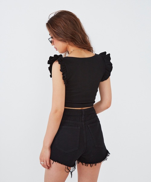 SHAGGIE（シャギー）の「カットオフダメージデニムショートパンツ（デニムパンツ・レディース・ホワイト/ブラック・SMALL/MEDIUM）」の18枚目の写真