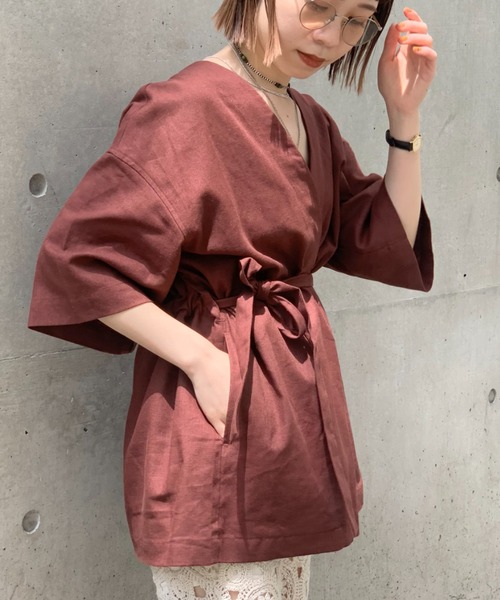 CIAOPANIC(チャオパニック)の「リネン混ベルテッドガウン(ブルゾン・レディース・ブラウン/カーキ/アイボリー・FREE)」の1枚目の写真