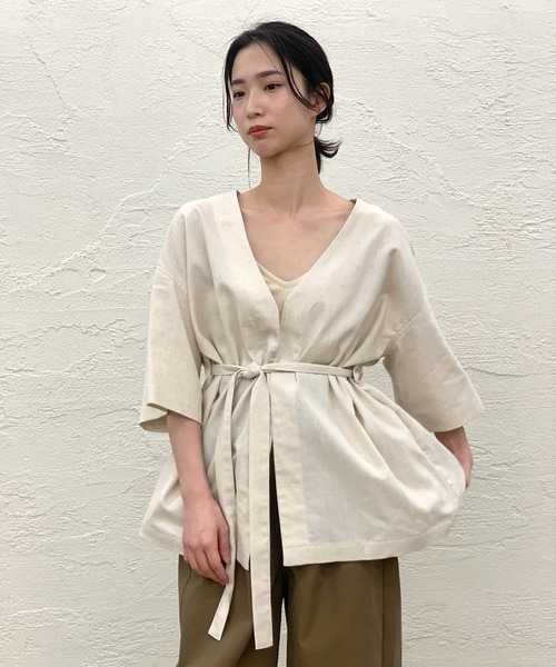 CIAOPANIC(チャオパニック)の「リネン混ベルテッドガウン(ブルゾン・レディース・ブラウン/カーキ/アイボリー・FREE)」の9枚目の写真