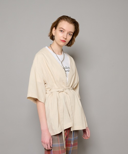 CIAOPANIC(チャオパニック)の「リネン混ベルテッドガウン(ブルゾン・レディース・ブラウン/カーキ/アイボリー・FREE)」の15枚目の写真