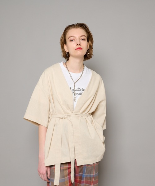 CIAOPANIC(チャオパニック)の「リネン混ベルテッドガウン(ブルゾン・レディース・ブラウン/カーキ/アイボリー・FREE)」の14枚目の写真