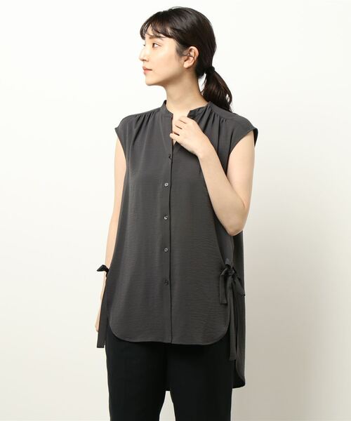 INTERPLANET(インタープラネット)の「ジョーゼットチュニックブラウス(シャツ/ブラウス・レディース・オフホワイト/チャコールグレー/オレンジ・FREE)」の3枚目の写真