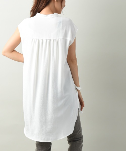 INTERPLANET(インタープラネット)の「ジョーゼットチュニックブラウス(シャツ/ブラウス・レディース・オフホワイト/チャコールグレー/オレンジ・FREE)」の8枚目の写真