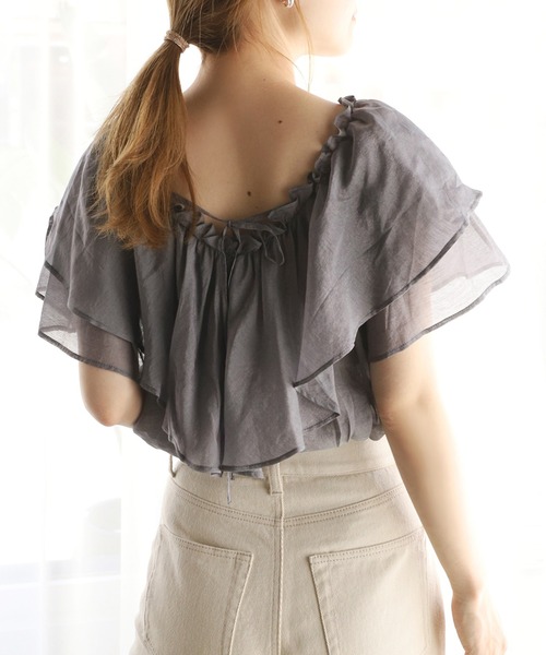 one after another NICE CLAUP（ワンアフターアナザーナイスクラップ）の「フリルボリュームブラウス（シャツ/ブラウス・レディース・グレー/オフホワイト/ラベンダー/ホワイト系その他/ピンク系その他・FREE）」の3枚目の写真