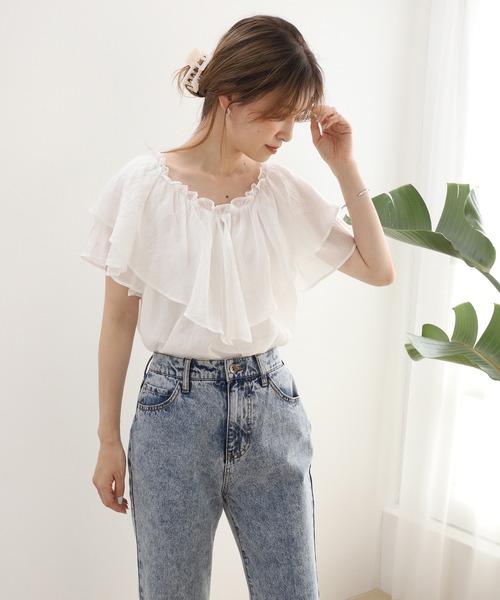 one after another NICE CLAUP（ワンアフターアナザーナイスクラップ）の「フリルボリュームブラウス（シャツ/ブラウス・レディース・グレー/オフホワイト/ラベンダー/ホワイト系その他/ピンク系その他・FREE）」の13枚目の写真