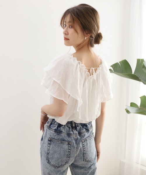 one after another NICE CLAUP（ワンアフターアナザーナイスクラップ）の「フリルボリュームブラウス（シャツ/ブラウス・レディース・グレー/オフホワイト/ラベンダー/ホワイト系その他/ピンク系その他・FREE）」の15枚目の写真