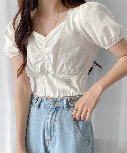 SONA（ソナ）の「SONYUNARA バンディングショートブラウス（シャツ/ブラウス・レディース・オレンジ/アイボリー・FREE）」の13枚目の写真