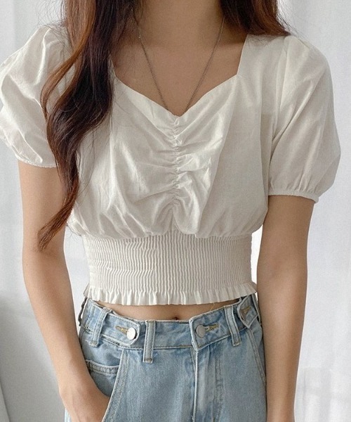 SONA（ソナ）の「SONYUNARA バンディングショートブラウス（シャツ/ブラウス・レディース・オレンジ/アイボリー・FREE）」の10枚目の写真