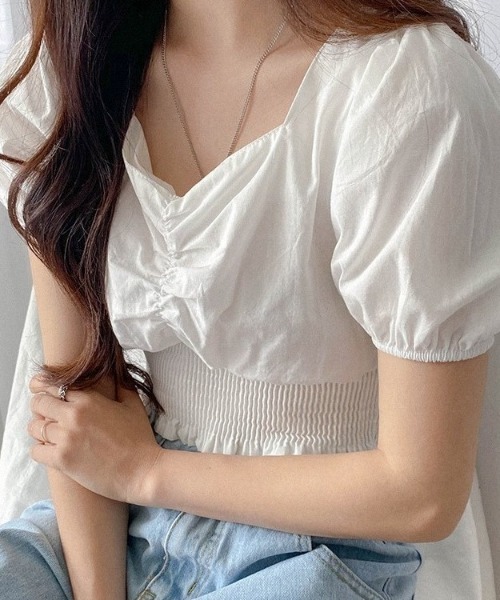 SONA（ソナ）の「SONYUNARA バンディングショートブラウス（シャツ/ブラウス・レディース・オレンジ/アイボリー・FREE）」の9枚目の写真