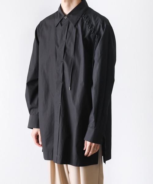 KAZUYUKI KUMAGAI ATTACHMENT（カズユキクマガイアタッチメント）の「105/2 FINXシャトルウェザー L/S レースアップシャツ（シャツ/ブラウス・メンズ・ブラック/ブルー・2/3/1）」の8枚目の写真