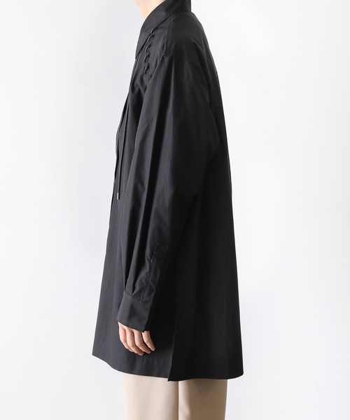 KAZUYUKI KUMAGAI ATTACHMENT（カズユキクマガイアタッチメント）の「105/2 FINXシャトルウェザー L/S レースアップシャツ（シャツ/ブラウス・メンズ・ブラック/ブルー・2/3/1）」の9枚目の写真