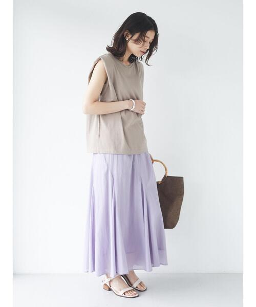 Green　Parks（グリーンパークス）の「Iコットンボイルスカート＊（スカート・レディース・ブラック/ブルー/グリーン/グレイッシュベージュ/オフホワイト/オレンジ/その他6/パープル・FREE）」の10枚目の写真