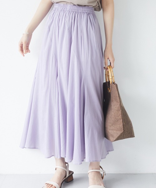 Green　Parks（グリーンパークス）の「Iコットンボイルスカート＊（スカート・レディース・ブラック/ブルー/グリーン/グレイッシュベージュ/オフホワイト/オレンジ/その他6/パープル・FREE）」の6枚目の写真