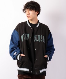 VISION STREET WEAR カレッジロゴ刺繍デニムスタジャン