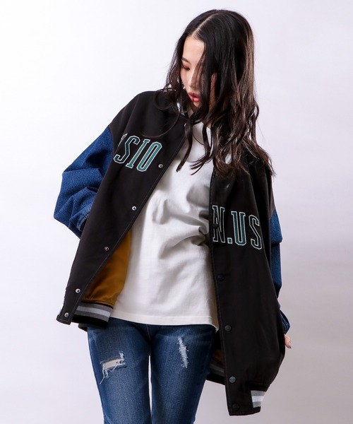 VISION STREET WEAR（ヴィジョンストリートウェア）の「VISION STREET WEAR カレッジロゴ刺繍デニムスタジャン（スタジャン・メンズ・チャコールグレー/ブラック/サックスブルー/アイボリー・LL/M/L）」の16枚目の写真