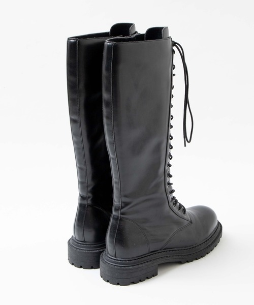 WEGO(ウィゴー)の「WEGO/レースアップロングブーツ(ブーツ・レディース・ブラック・MEDIUM/LARGE)」の8枚目の写真