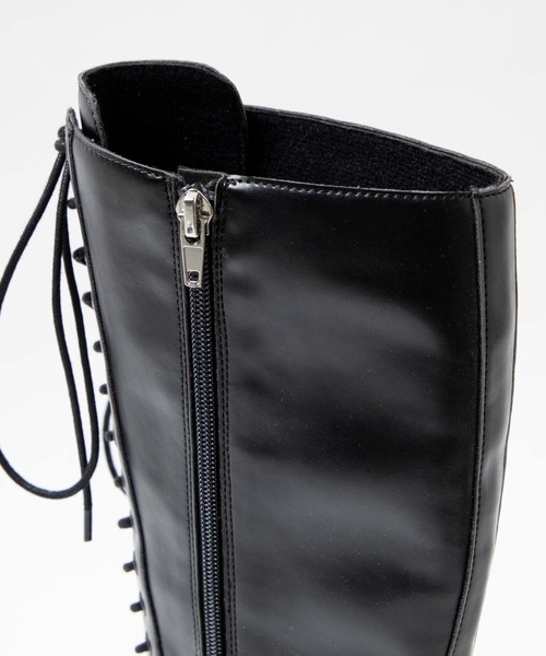 WEGO(ウィゴー)の「WEGO/レースアップロングブーツ(ブーツ・レディース・ブラック・MEDIUM/LARGE)」の5枚目の写真